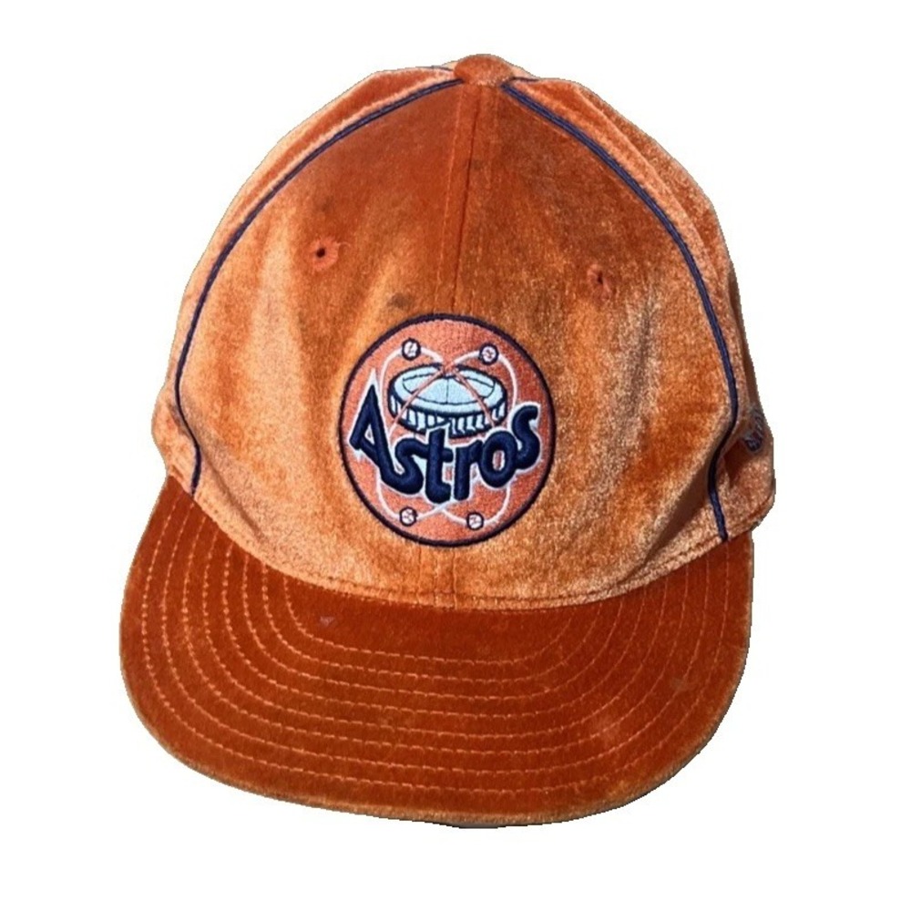VINTAGE MLB Houston Astros Fitted Hat Velvet Orange Size 7 3/4